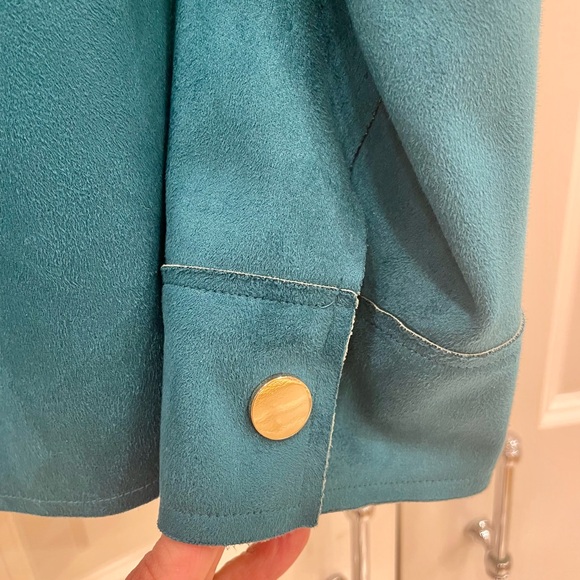 2 Piece Chico’s Faux Suede Teal Jacket with Matching Chico’s Microfiber Tank - Picture 6 of 6